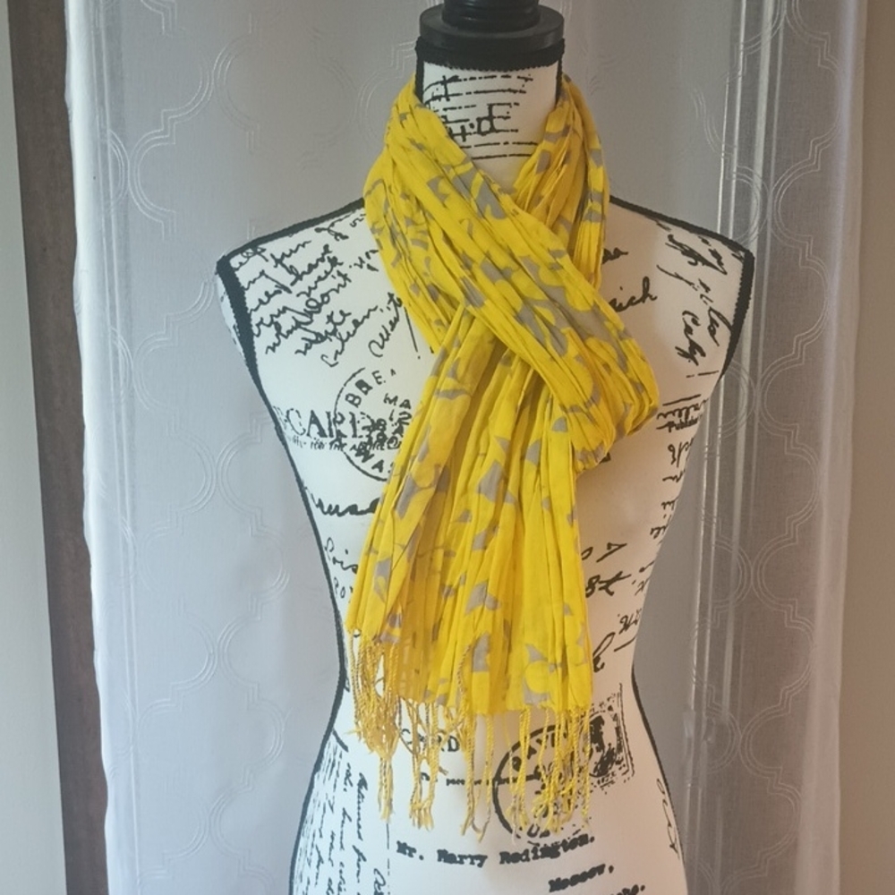 J. Crew Vibrant Yellow and Gray Scarf